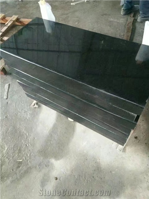 G684 China Black Basalt Fuding Black Pearl Basalt Polished Step Cap