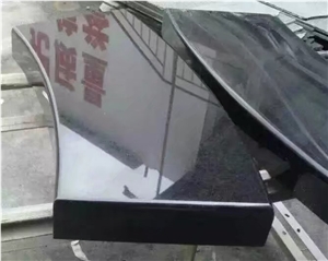 G684 China Black Basalt Fuding Black Pearl Basalt Polished Step Cap