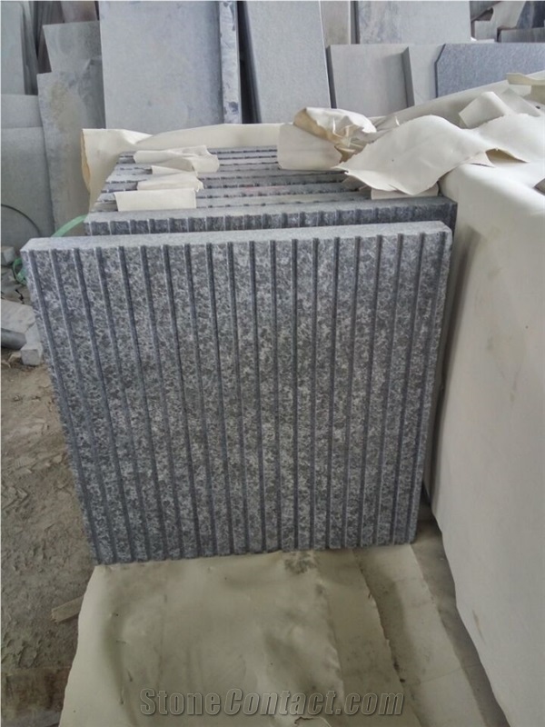 G684 China Black Basalt Pearl Black Fuding Black Basalt Flamed Grooved Drainage Tile Paver