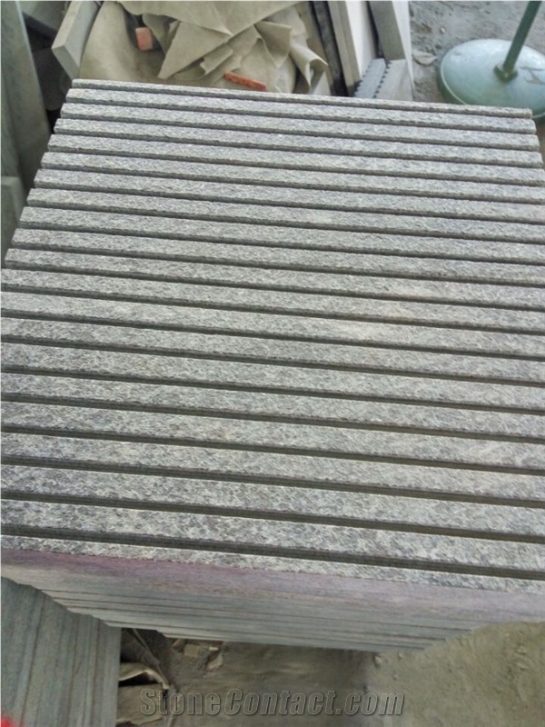 G684 China Black Basalt Pearl Black Fuding Black Basalt Flamed Grooved Drainage Tile Paver