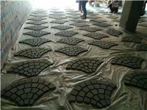 G684 China Black Fuding Black Pearl Basalt Flamed Mesh-Mounted Paver Glued Mesh Paver