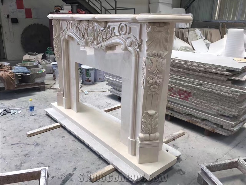 Light Grey Marble Fireplace