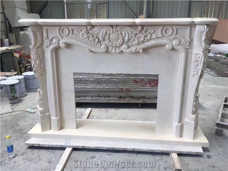 Light Grey Marble Fireplace