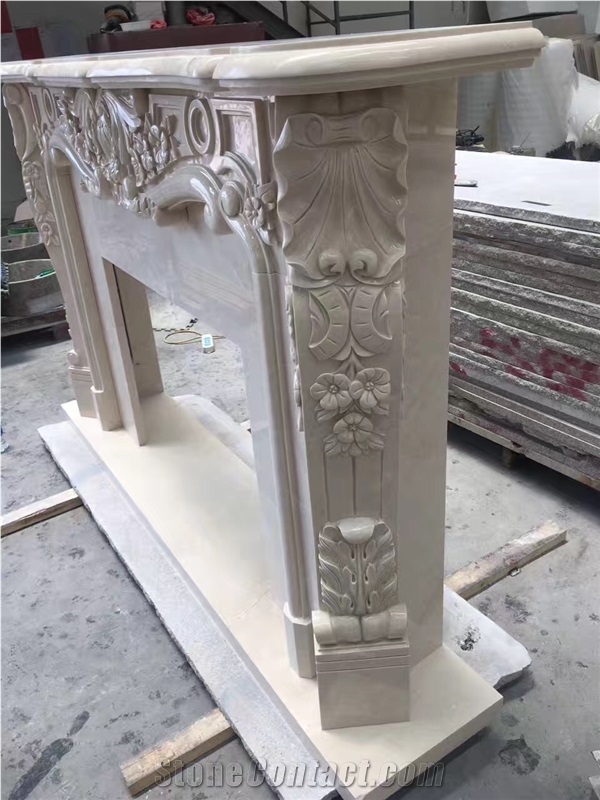 Light Grey Marble Fireplace