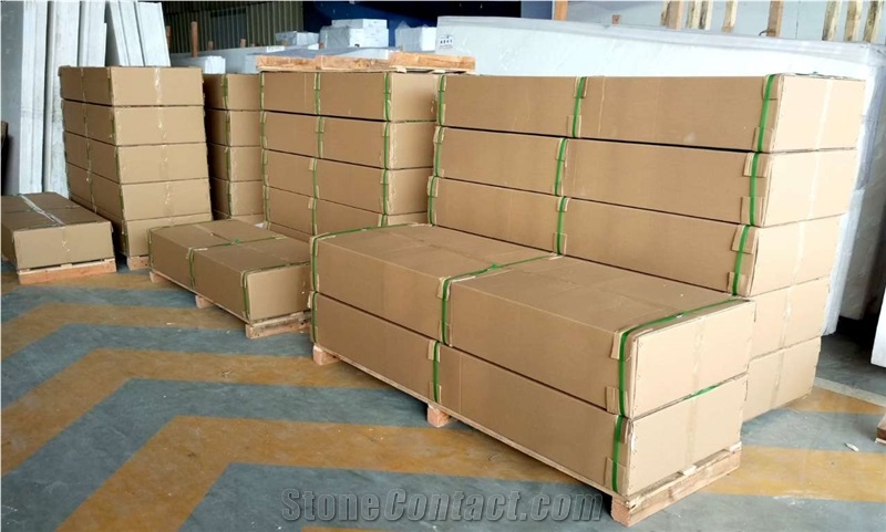 Artificial White Carrara Marble Look Quartz Stone Slab & Tiles for Kitchen Counter Tops, Bathroom Vanity Tops