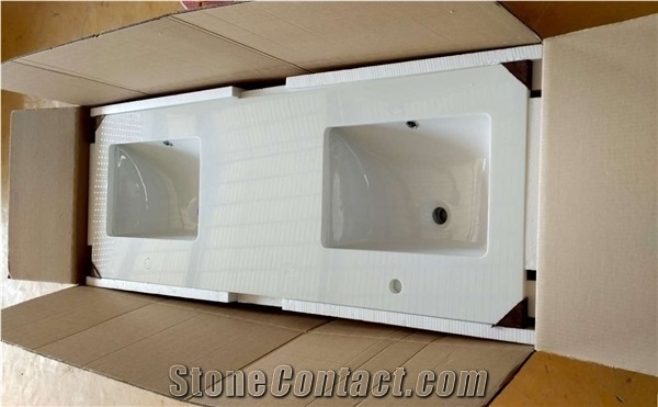 Artificial White Quartz Stone Slab Tiles for Kitchen Counter Tops, Bathroom Vanity Tops