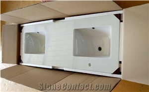 Artificial White Quartz Stone Slab Tiles for Kitchen Counter Tops, Bathroom Vanity Tops
