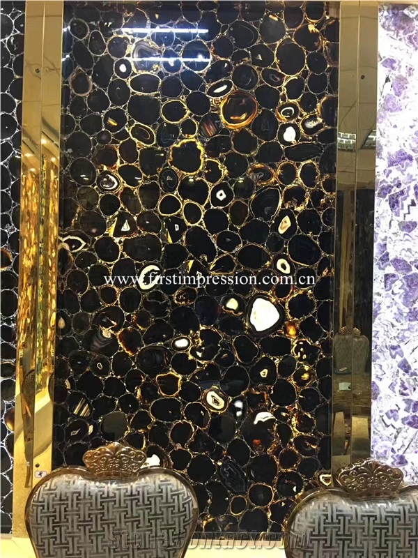 Black Agate Semiprecious Stone Slabs/ Black Agate Semi Precious Slabs/ Black Agate Gemstone Slabs/ Colorful Agate Big Slabs and Tiles