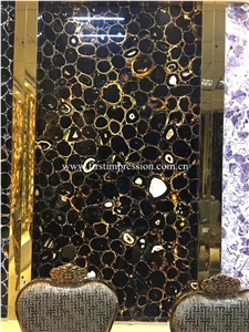 Black Agate Semiprecious Stone Slabs/ Black Agate Semi Precious Slabs/ Black Agate Gemstone Slabs/ Colorful Agate Big Slabs and Tiles