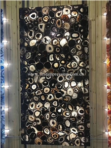 Black Semiprecious Stone Tiles/Table Decoration Slabs/Blue Agate Precious Stone/Gemstone Slabs Tiles
