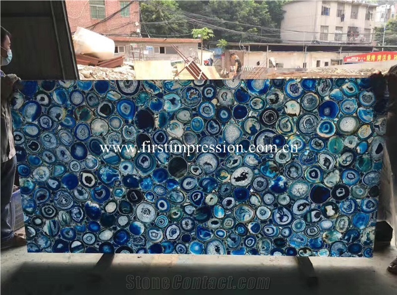 Black Semiprecious Stone Tiles/Table Decoration Slabs/Blue Agate Precious Stone/Gemstone Slabs Tiles