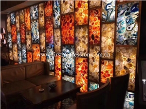 China Agate Stone Slabs & Tiles/ Semiprecious Stone Gemstone Stone/ Transperant Countertop Intertior Wall Cladding High Polished Slabs
