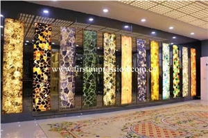 China Agate Stone Slabs & Tiles/ Semiprecious Stone Gemstone Stone/ Transperant Countertop Intertior Wall Cladding High Polished Slabs