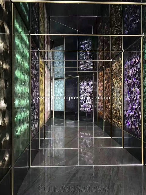 China Green Agate Semi Precious Stone Slabs/ Colorful Agate Semiprecious Tiles/ Colorful Agate Gemstone Slabs