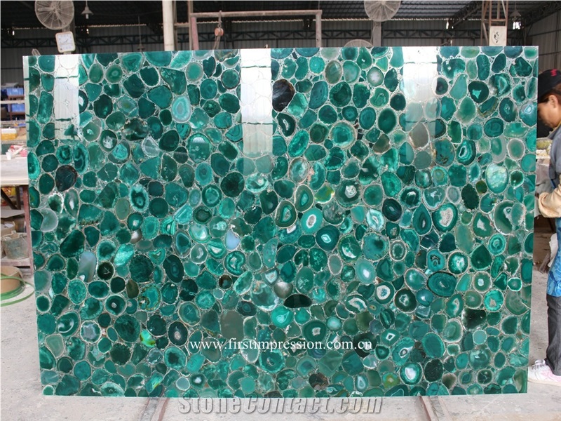 Green Agate Slab/Semi Precious Tiles/Green Agate Slab &Tiles /Green Semi Precious Stone Panels /Semiprecious Stone Slabs /Green Agate Wall Tiles