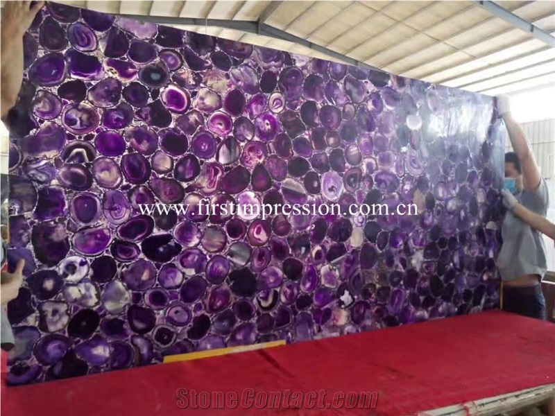 Lilac Agate Semi Precious Stone Slabs/ Colorful Agate Semiprecious Tiles/ Purple Agate Gemstone Slabs