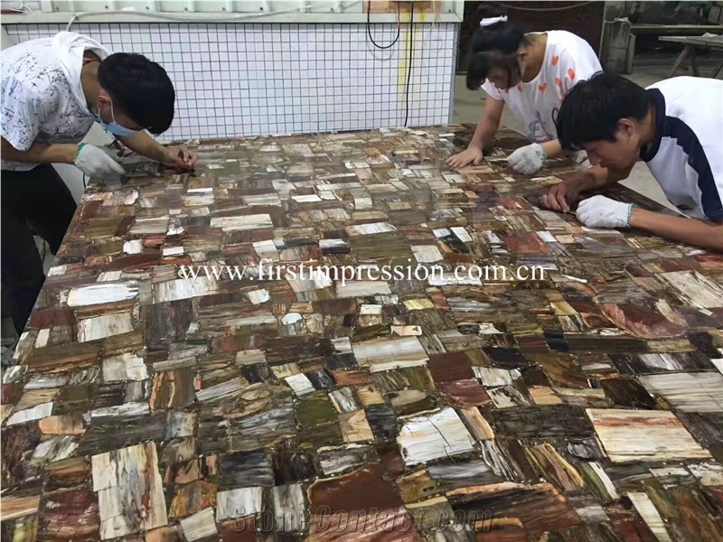 New Polished Fossil Wood Slabs/ Agate Semi Precious Stone Slabs/ Colorful Agate Semiprecious Tiles/ Colorful Agate Gemstone Slabs
