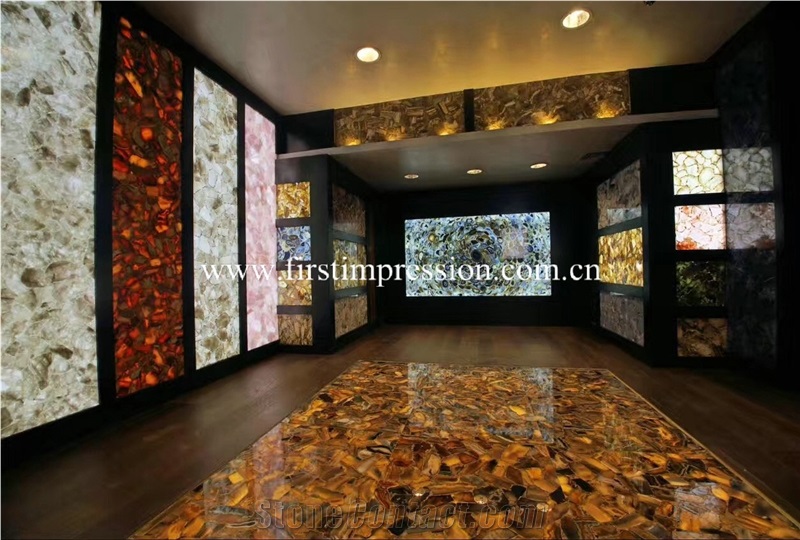 New Polished Fossil Wood Slabs/ Agate Semi Precious Stone Slabs/ Colorful Agate Semiprecious Tiles/ Colorful Agate Gemstone Slabs