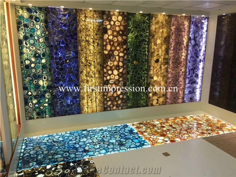 Popular Agate Semiprecious Stone Slabs & Tiles/ Semi Precious Slabs/ Gemstone Slabs/ Colorful Agate Big Slabs and Tiles