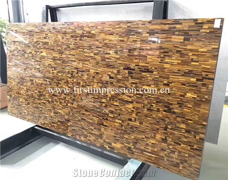 Yellow Tiger Eyes Slab/ Precious Stone Semi Precious Stone Panels/ Building Material Floor & Wall Countertop/ Decoration Project Munafactory Factory