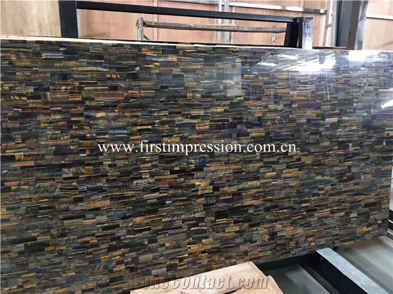 Yellow Tiger Eyes Slab/ Precious Stone Semi Precious Stone Panels/ Building Material Floor & Wall Countertop/ Decoration Project Munafactory Factory