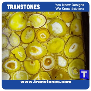 Crystallized Agate Semi Precious Stone Wall China Natural Agate Vanity Top Stone Gemstone Slabs