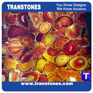 Crystallized Agate Semi Precious Stone Wall China Natural Agate Vanity Top Stone Gemstone Slabs