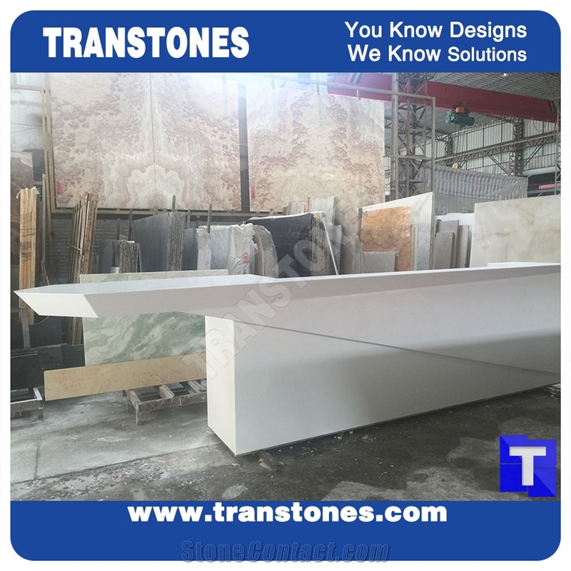 Custom Design Furniture Artificial Marble Interior Stone Reception Counter Tops Luxury Office Furniture
