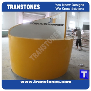 Originality Conch Shaped Solid Surface Acrylic Lemon Yellow Reception Cpunter,Custom Tops