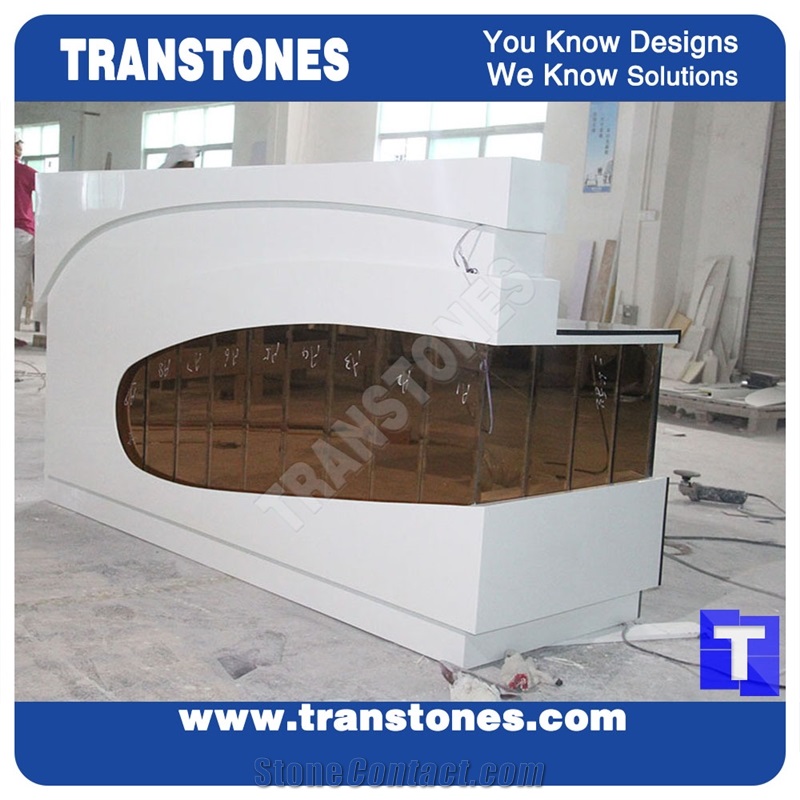 Originality Conch Shaped Solid Surface Acrylic Lemon Yellow Reception Cpunter,Custom Tops