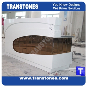 Originality Conch Shaped Solid Surface Acrylic Lemon Yellow Reception Cpunter,Custom Tops