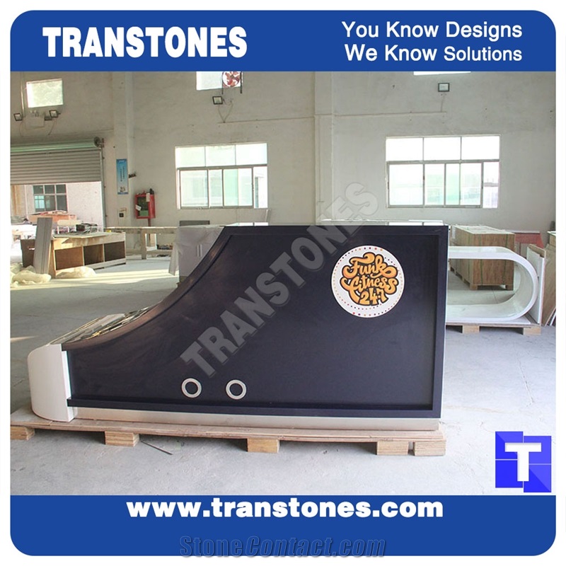 Originality Conch Shaped Solid Surface Acrylic Lemon Yellow Reception Cpunter,Custom Tops