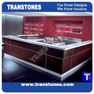 Red Acrylic Solid Surface Club Bar Top Shelf for Commercial Work Top,Pure Red Artificial Stone Furniture