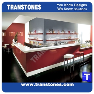 Red Acrylic Solid Surface Club Bar Top Shelf for Commercial Work Top,Pure Red Artificial Stone Furniture