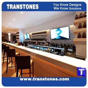 Solid Surafce Pure White Acrylic Artificial Marble Stone Bar Top Customized,Club Commercial Counter Top Interior Furniture