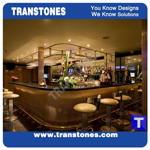 Solid Surface Artificial Black Marble Long Bench Countertops,Commercial Bar Top Reception Desk Led Translucent
