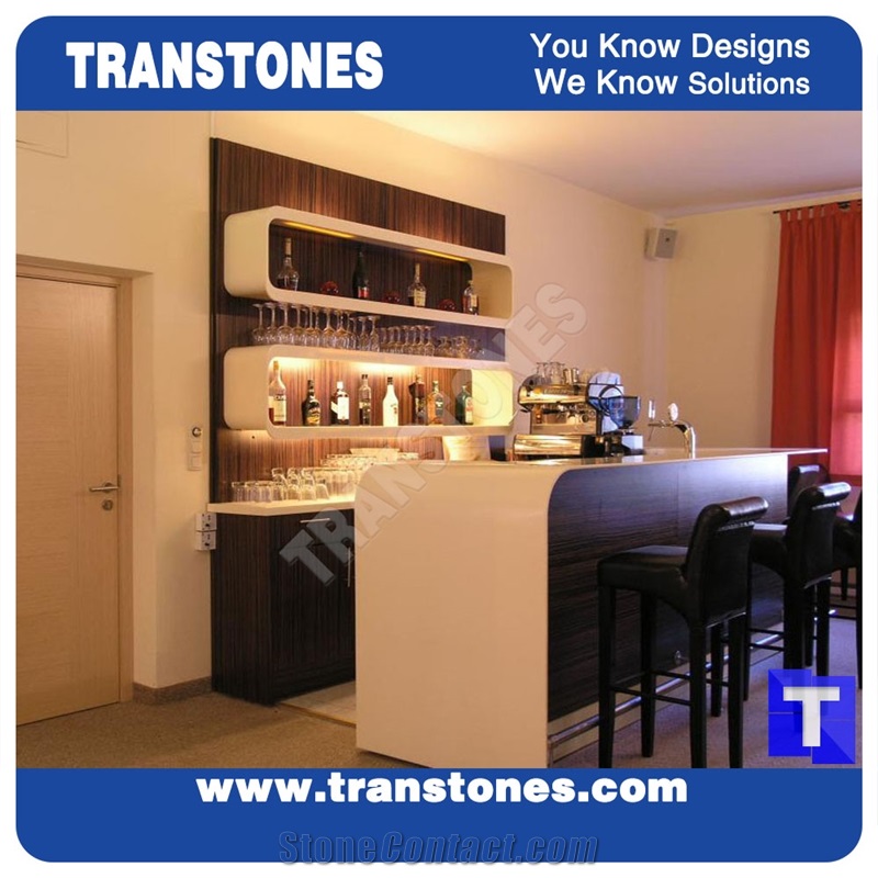 Solid Surface Artificial Black Marble Long Bench Countertops,Commercial Bar Top Reception Desk Led Translucent