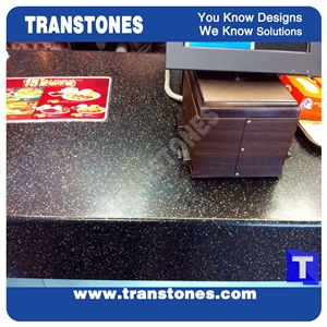 Solid Surface Artificial Black Marble Long Bench Countertops,Commercial Bar Top Reception Desk Led Translucent