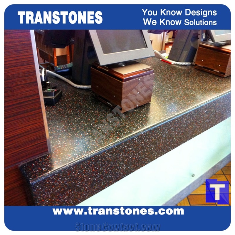 Solid Surface Artificial Black Marble Long Bench Countertops,Commercial Bar Top Reception Desk Led Translucent