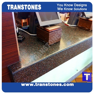 Solid Surface Artificial Black Marble Long Bench Countertops,Commercial Bar Top Reception Desk Led Translucent