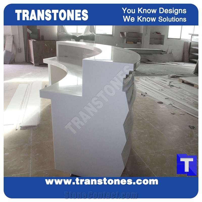 Solid Surface White Artificial Marble 3d Surface Reception Desk Office Work Top,Acrylic Interior Furniture