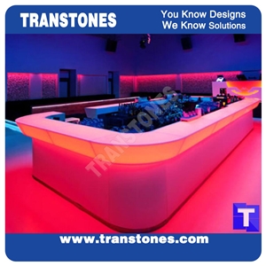 Translucent Lighting Led Acrylic White Artficial Marble Bar Top Commercial Illuminated Countertops