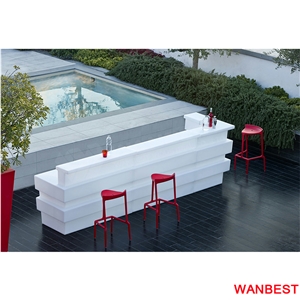 Artificial Stone Home White Portable Bar Pub Table Reception Counter Set for Sale