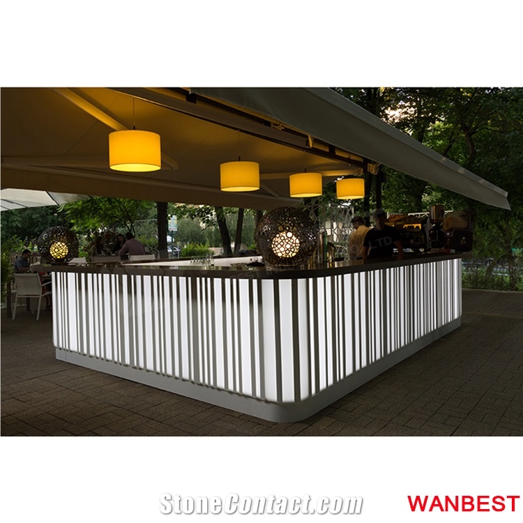 Artificial Stone Outdoor Event Led Lighting Restaurant Coffee Snack Pub Bar Counter