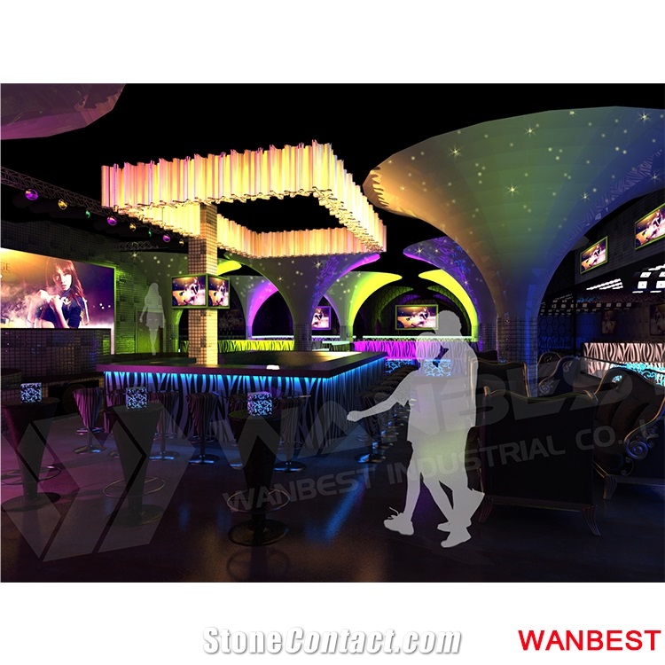 China Solid Surface Led Illuminated Bar Counter Glow Cocktail Reception Table