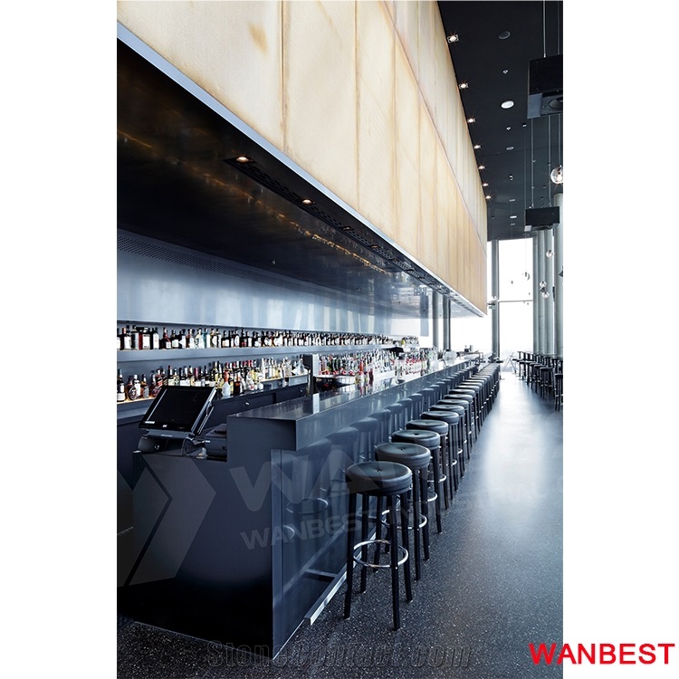 Commercial Acrylic Long Cafe Wine Bar Drink Counter Cash Table Design