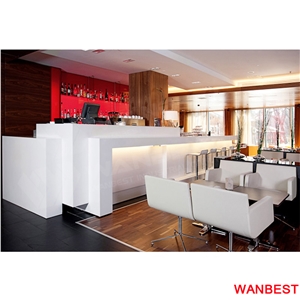 Commercial White Solid Surface Lighting Breakfast Bar Countertop Cafe Shop Counter
