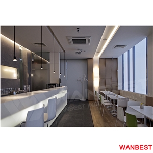 Commercial White Solid Surface Lighting Breakfast Bar Countertop Cafe Shop Counter