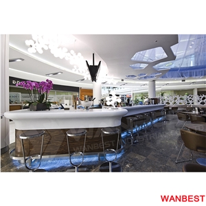 Commercial White Solid Surface Lighting Breakfast Bar Countertop Cafe Shop Counter