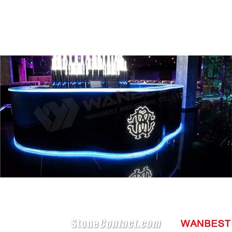 Commercial White Solid Surface Lighting Breakfast Bar Countertop Cafe Shop Counter